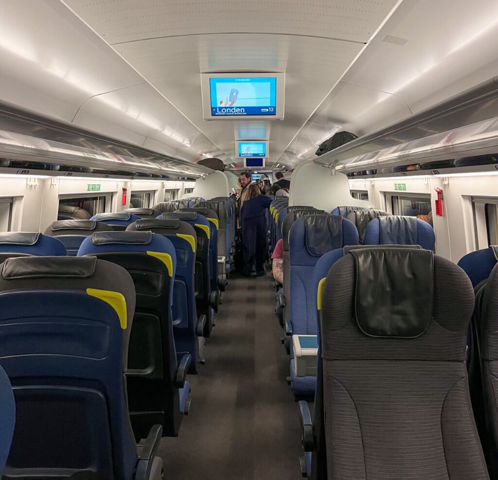 Treinreis naar York: interieur Eurostar